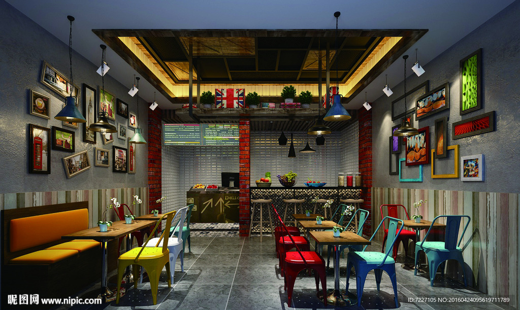 工业风格餐饮店3D模型