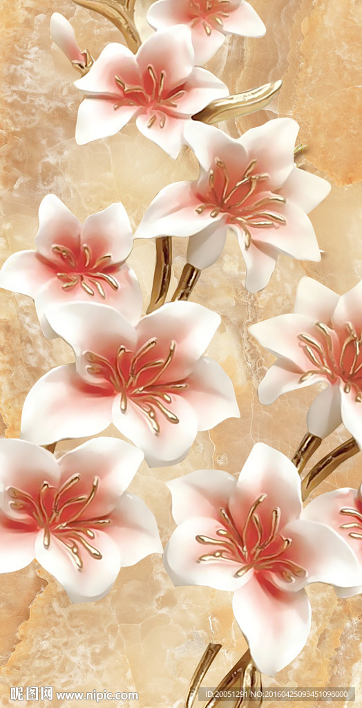 浮雕花朵玄关图片