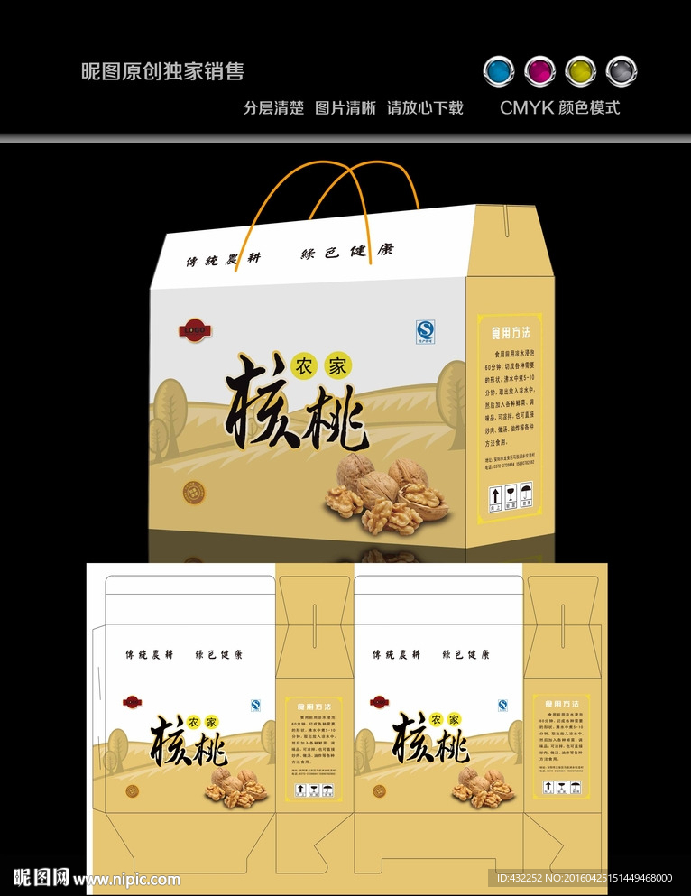 核桃包装展开图