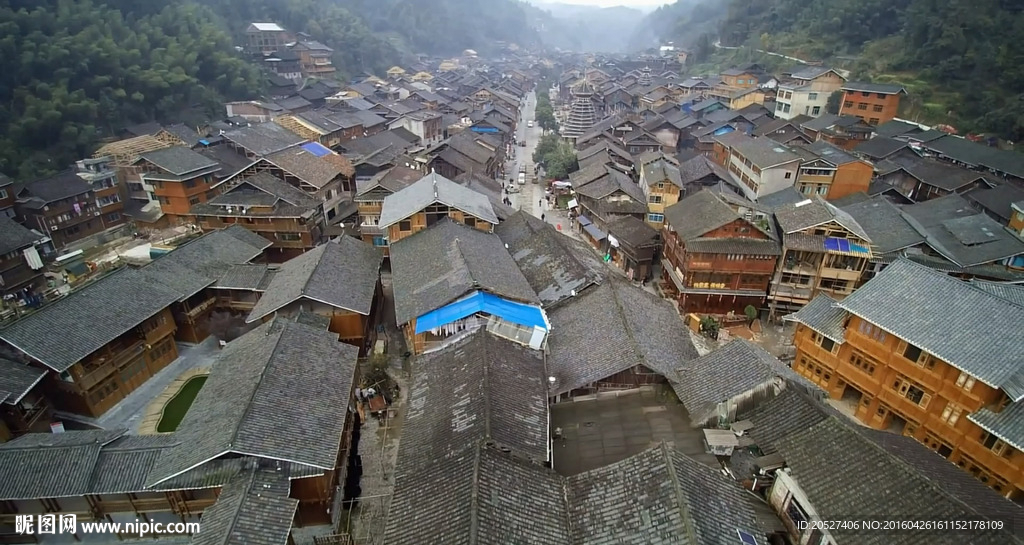 贵州少数民族村航拍