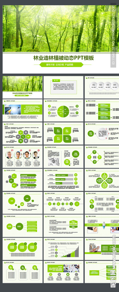绿色环保低碳植树林业绿化ppt