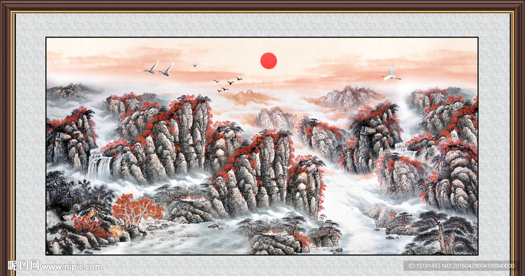 山水国画 旭日东升
