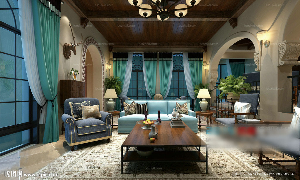 地中海风格室内客厅3d模型