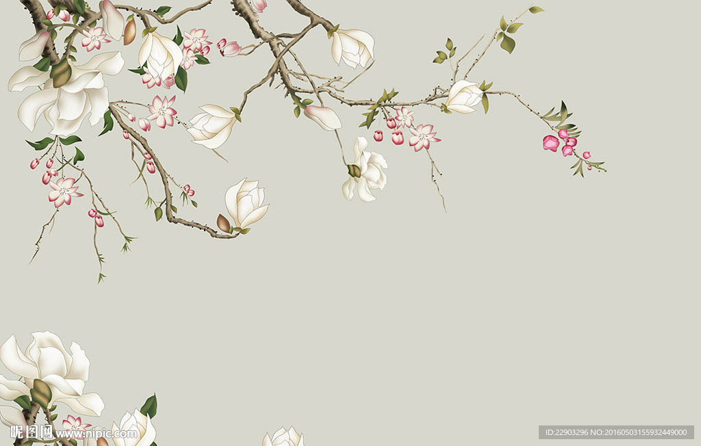 现代简约优雅花朵花卉背景墙
