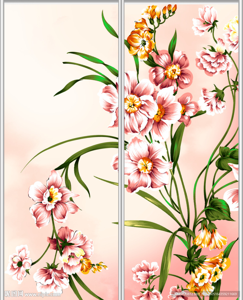 花卉移门