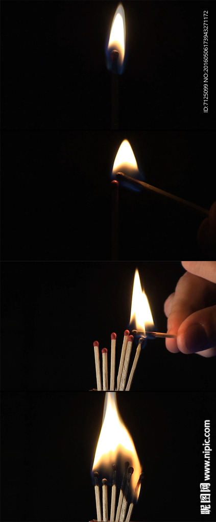 燃烧的火柴点燃火柴