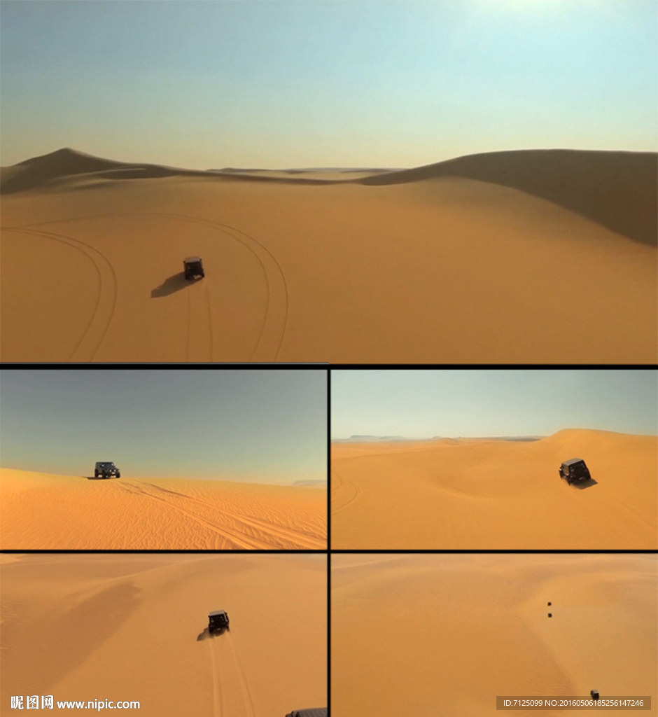 吉普车穿行沙漠