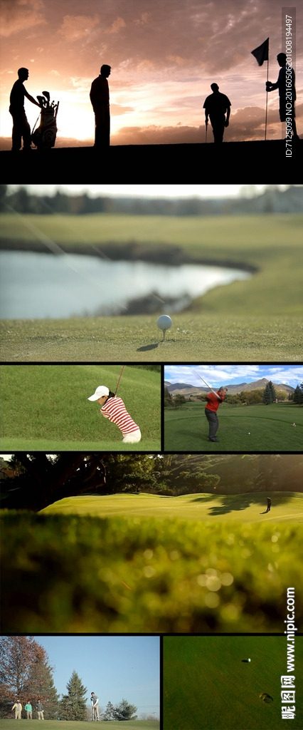多组人物打高尔夫球视频素材