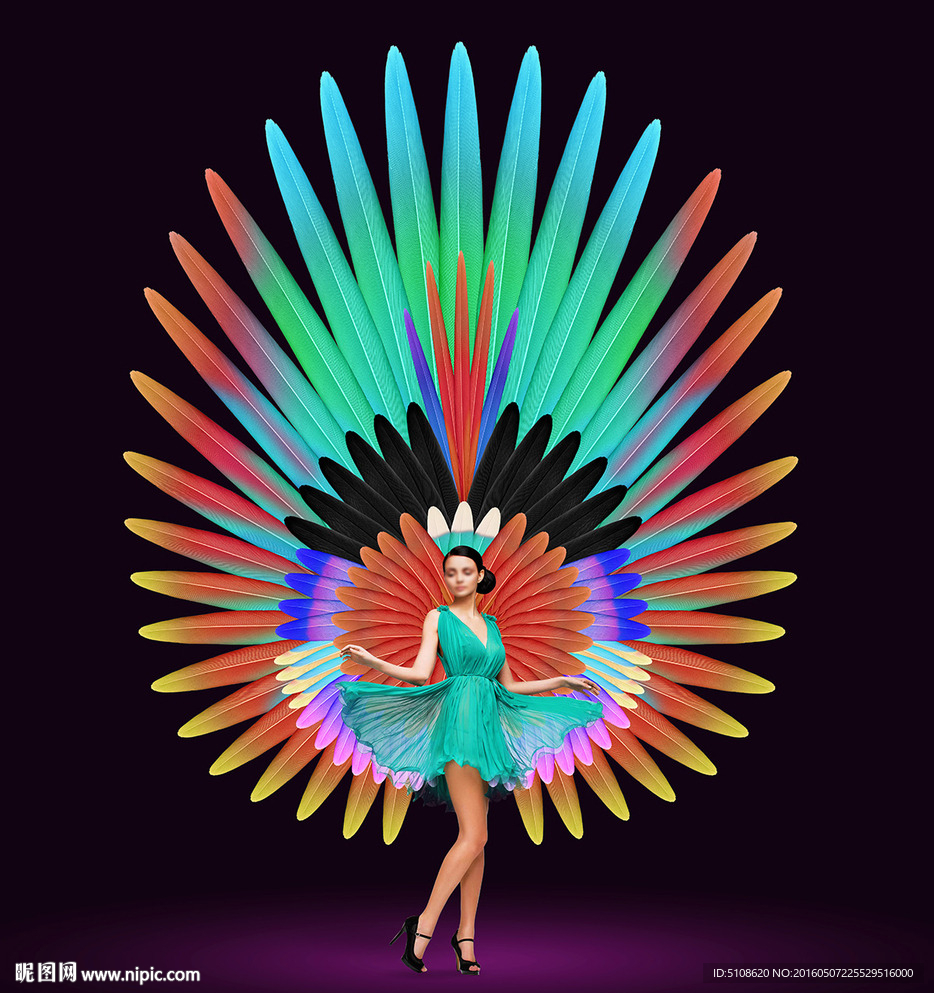羽毛美女创意
