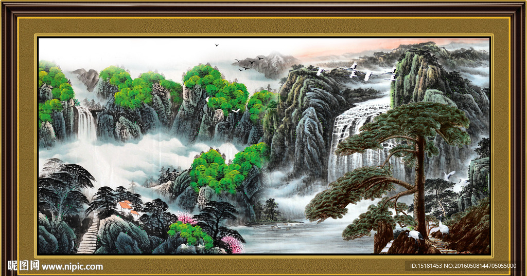 山水风景迎客松