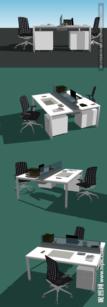 办公桌椅的SU模型