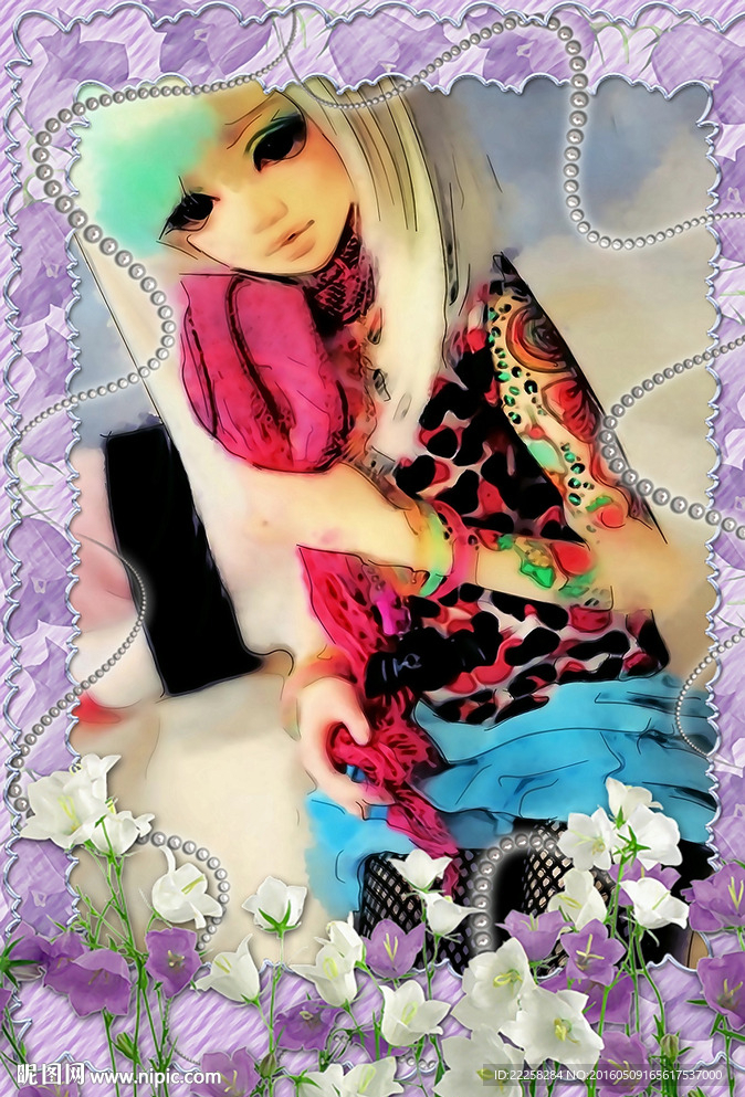 动漫少女卡通插画