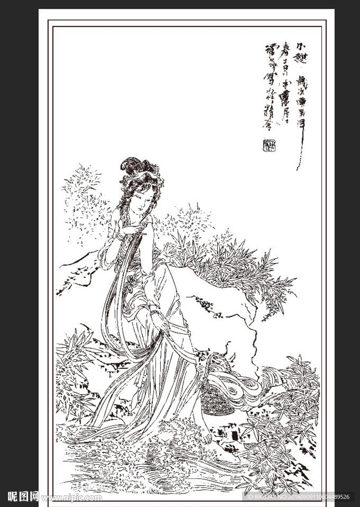艺术玻璃仕女描线