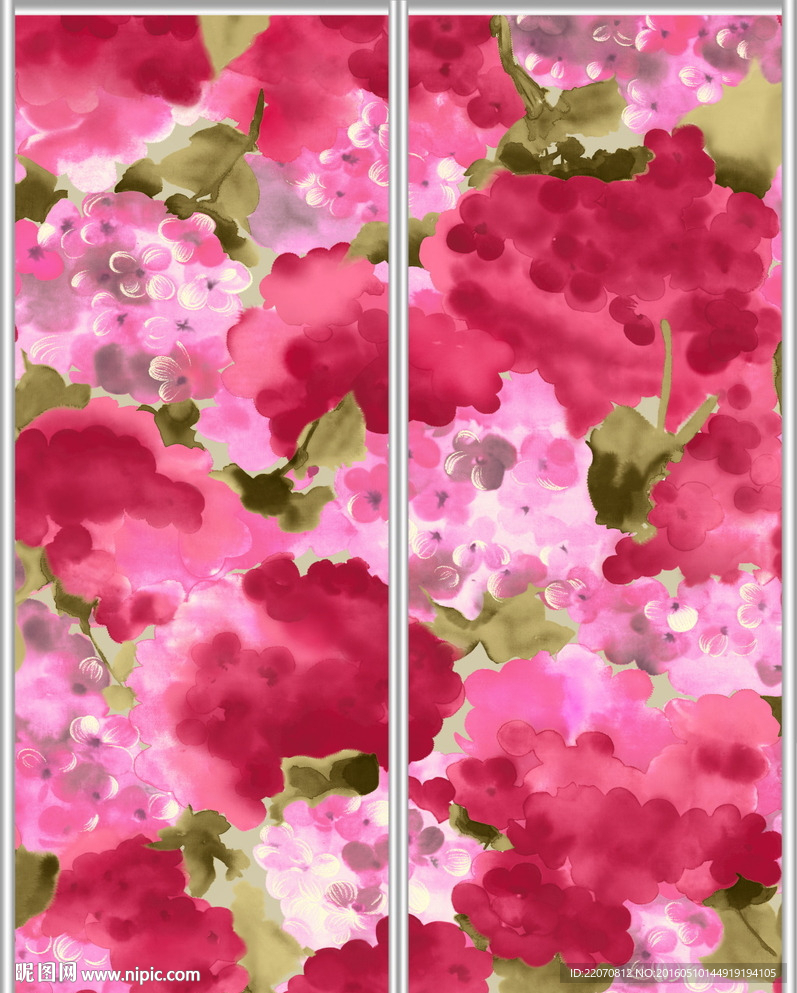 水彩花纹移门