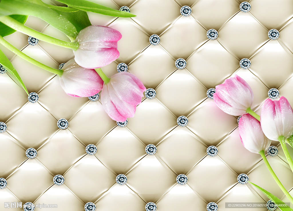 现代简约优雅花朵花卉软包背景墙