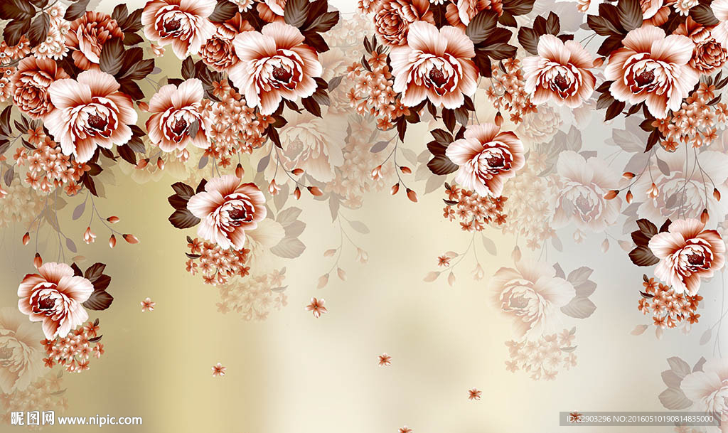 现代简约优雅花朵花卉背景墙