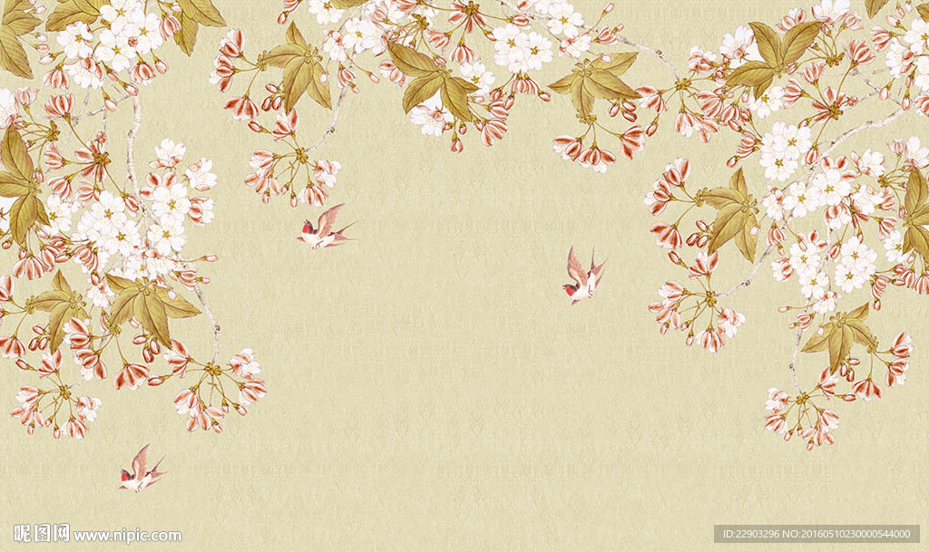 现代简约花卉花朵背景墙