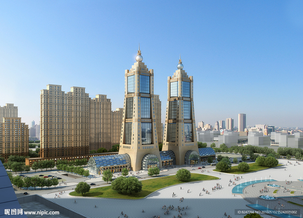 灯塔造型公建建筑效果图