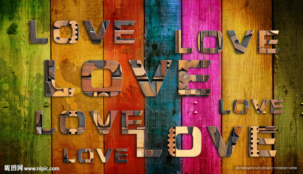 5d爱love主题木板背景