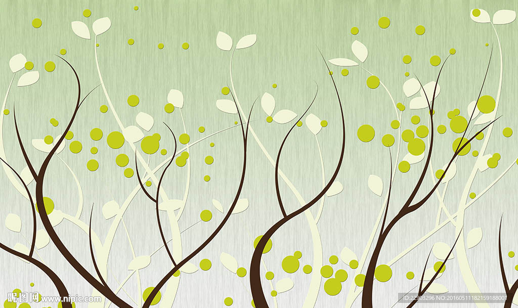 现代简约抽象树木花卉背景墙