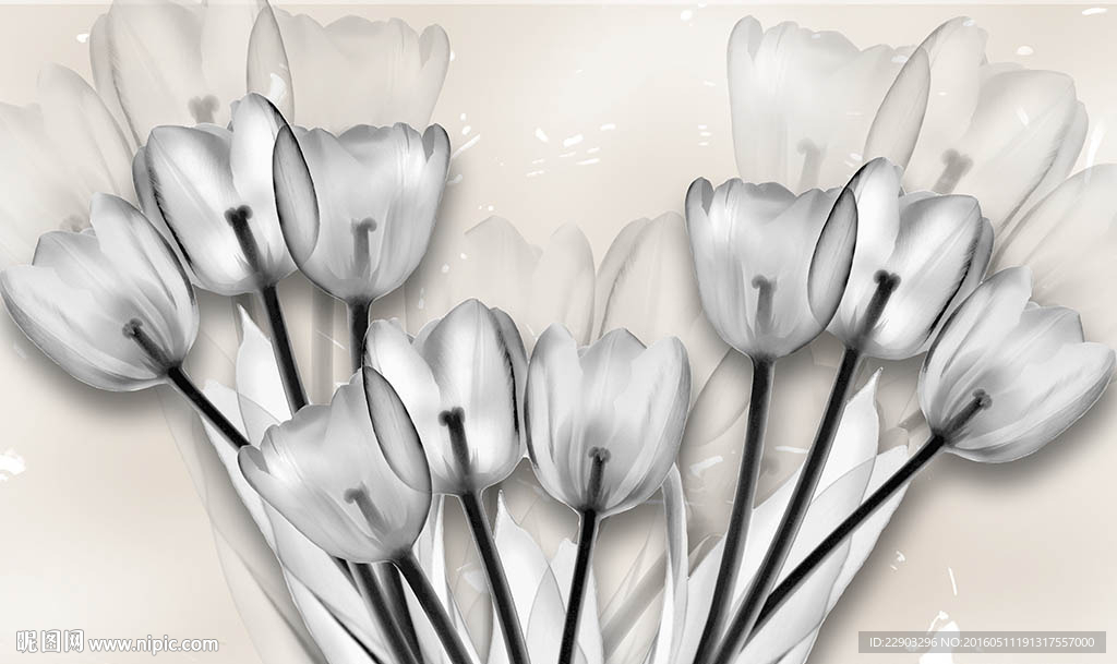 优雅浪漫白色透明花朵花卉背景墙