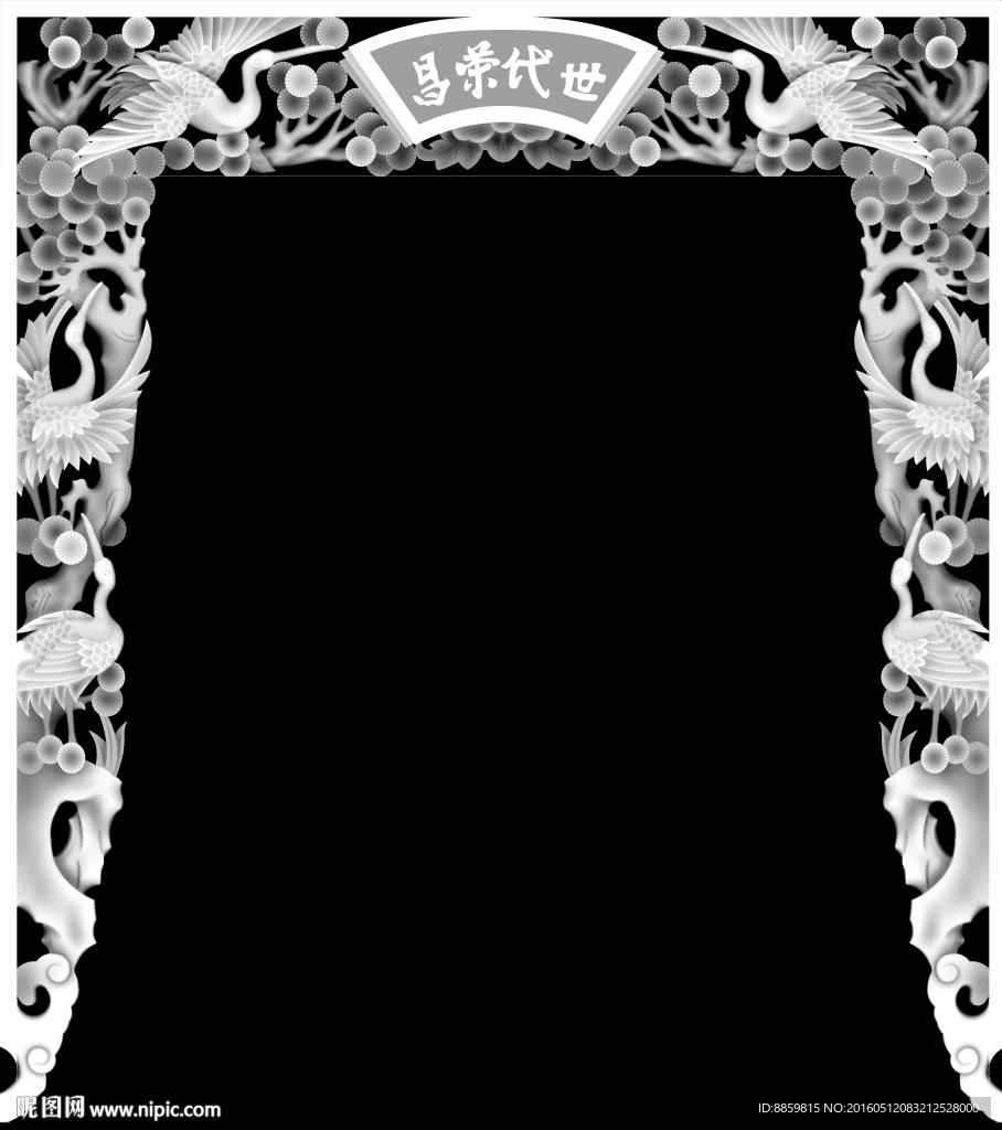 灰度图 挂落 神主牌 鹤松