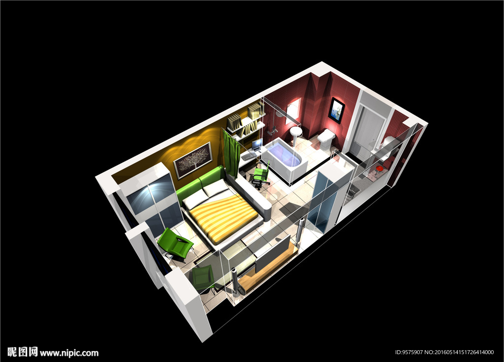 房地产轴侧鸟瞰效果图3D模型F