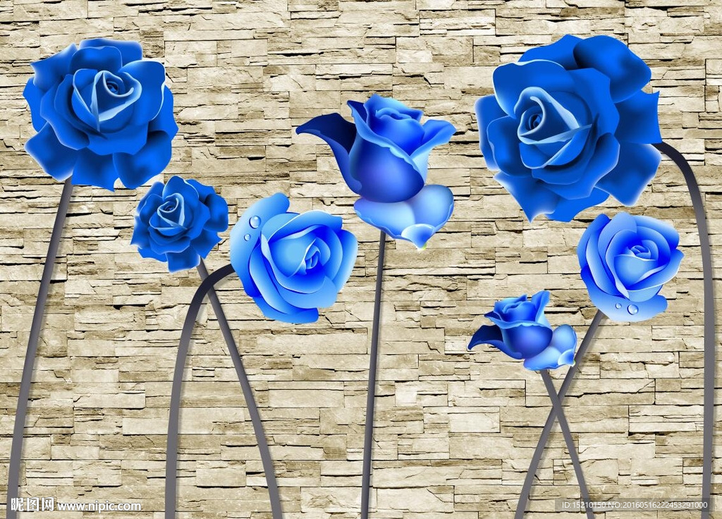 3D蓝玫瑰