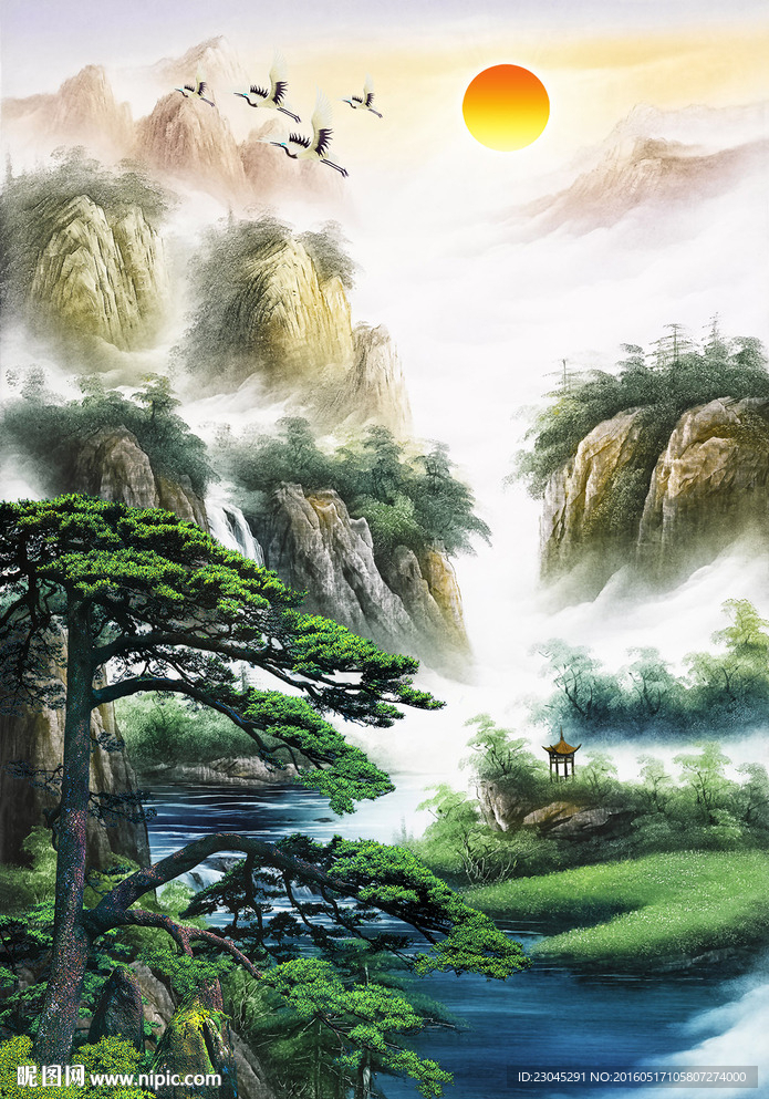 油画玄关背景墙
