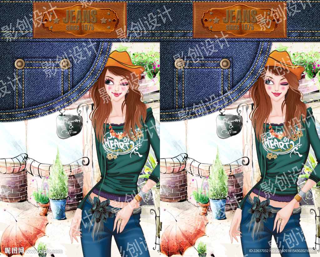 牛仔布纹装饰画