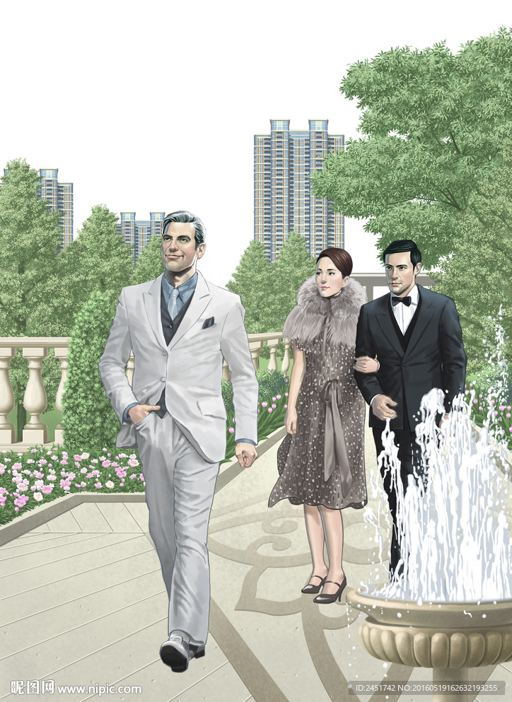 手绘高端圈层欧园林生活方式分层