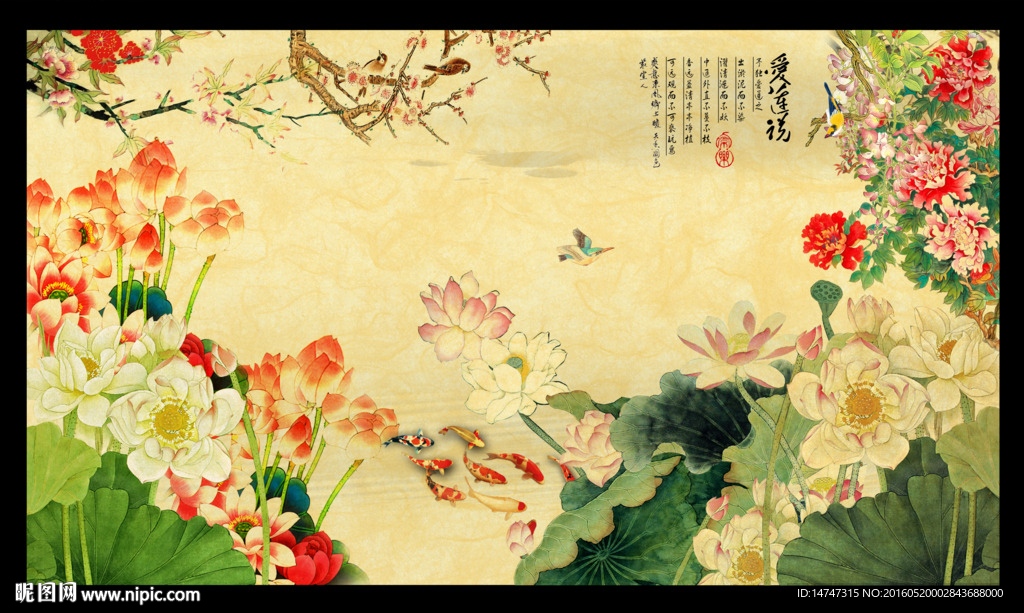 荷花背景墙