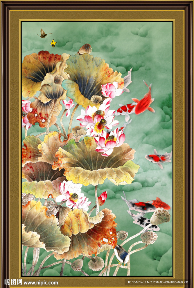 荷花鲤鱼图