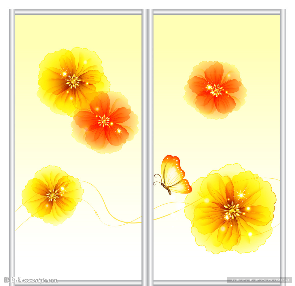 花卉移门