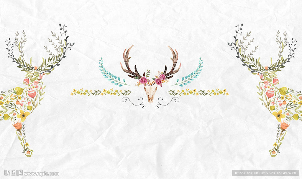 现代简约抽象麋鹿背景墙