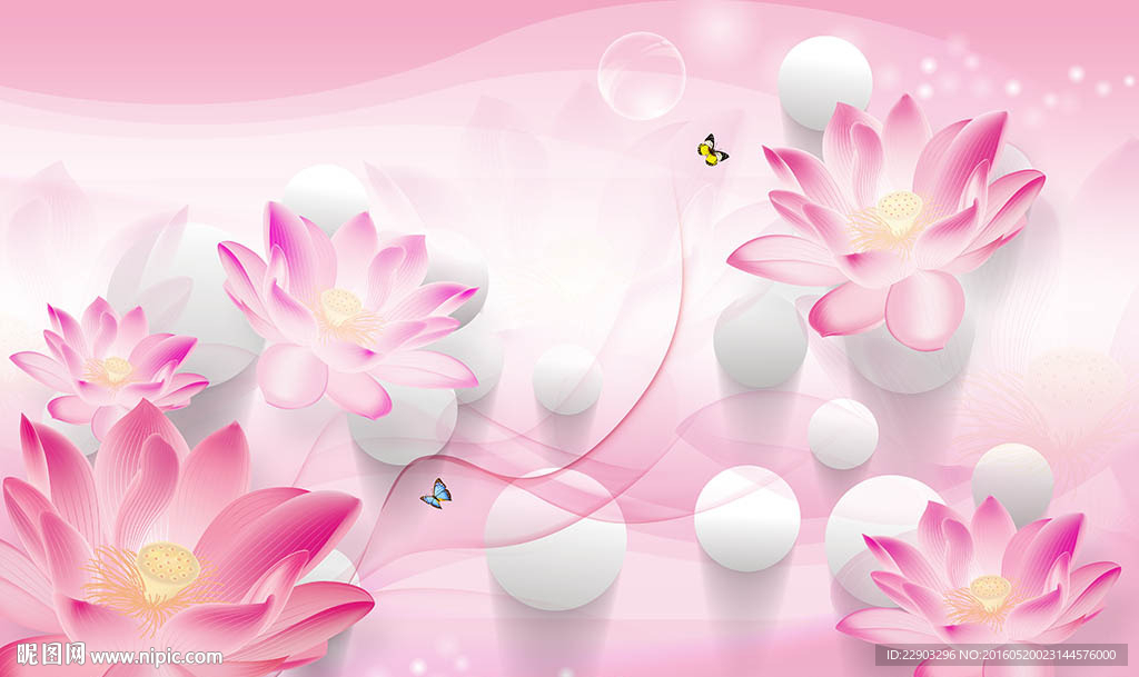 现代简约浪漫粉红花朵花卉背景墙