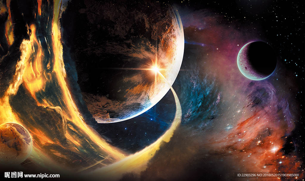 梦幻抽象星球背景墙