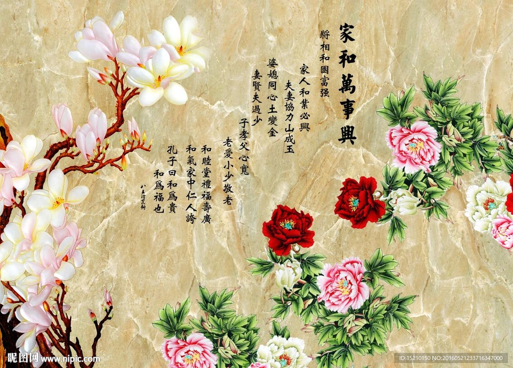 玉兰牡丹花
