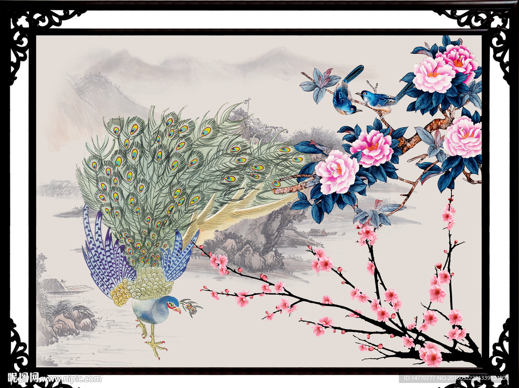 花鸟孔雀图