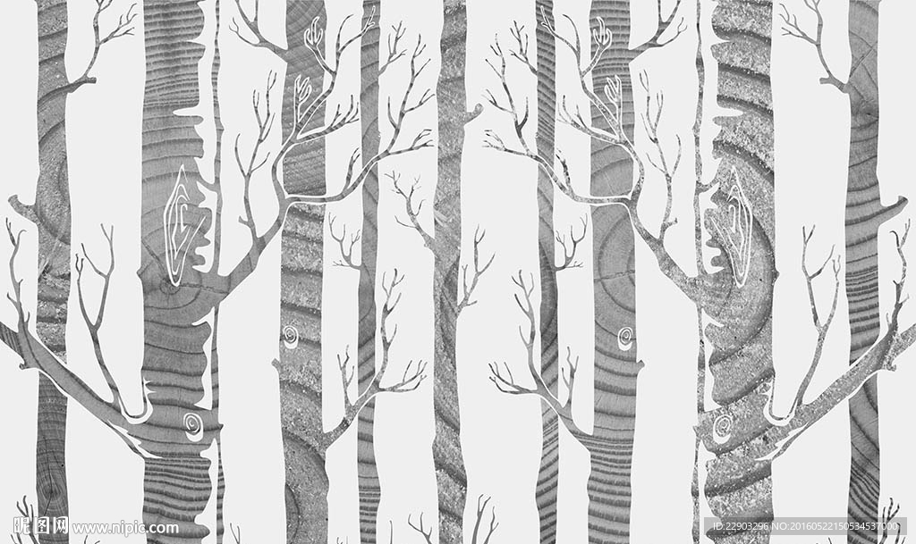 现代简约抽象树林树木背景墙