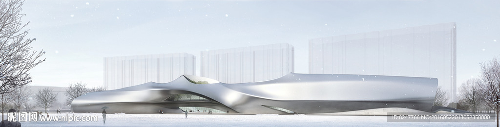雪景铝合金建筑效果图