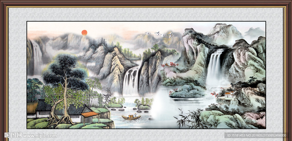 财源滚滚 国画山水