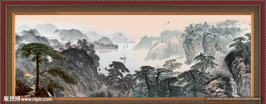 国画迎客松
