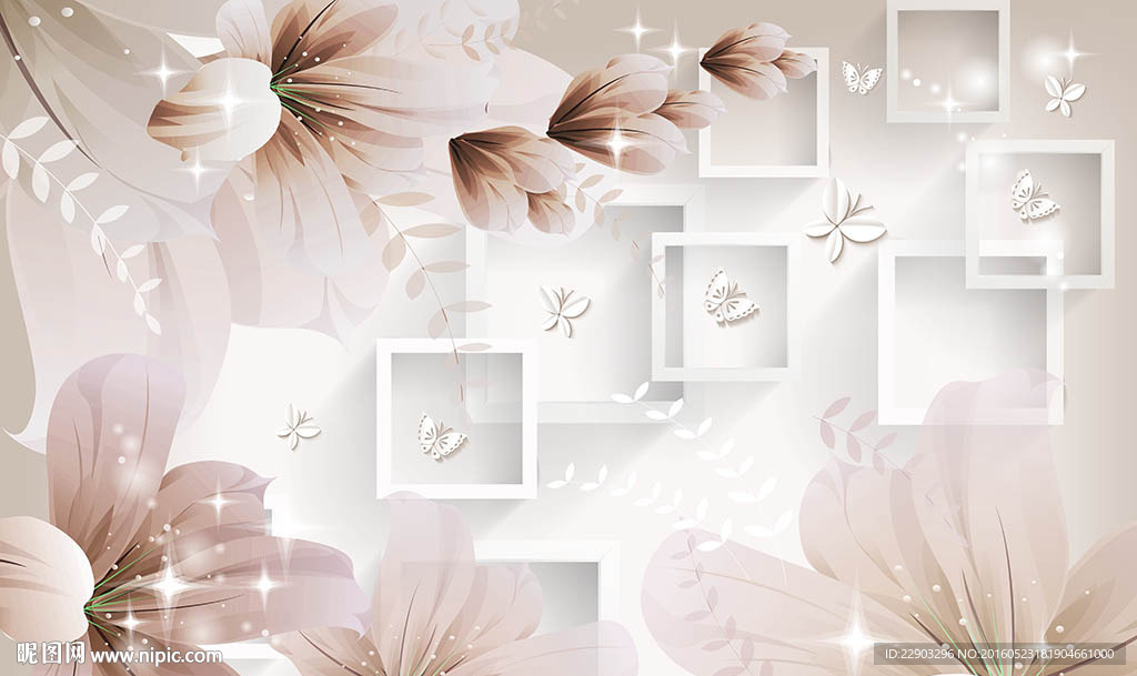 优雅透明花朵花卉背景墙