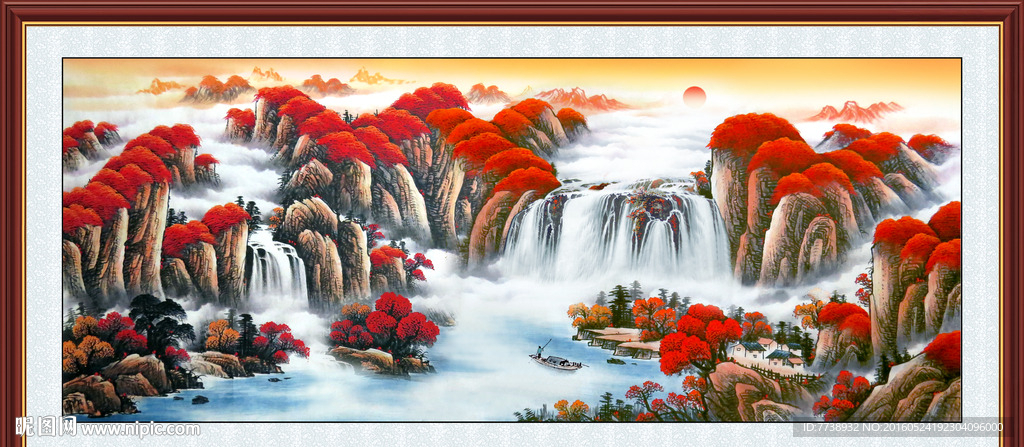 旭日东升 山水画