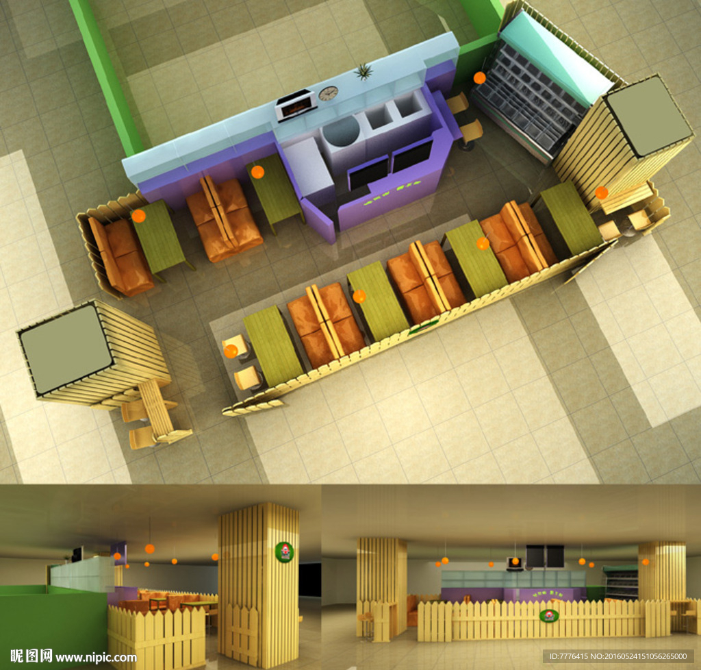 餐厅 餐馆3d模型效果图