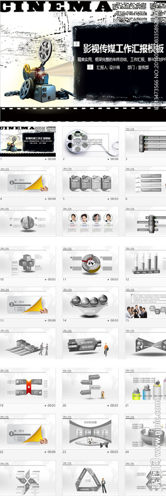 电影影视传媒胶片动态PPT模板