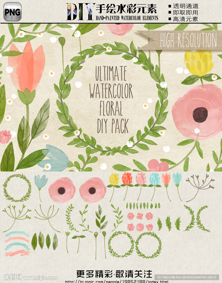 水彩花卉设计素材