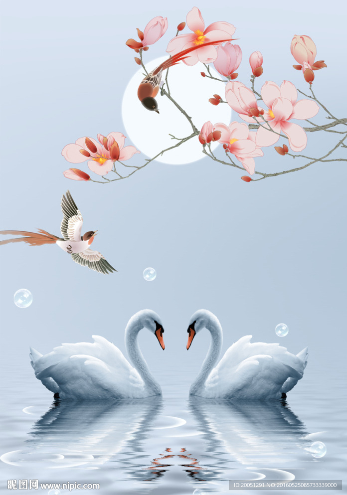 花鸟玄关背景墙