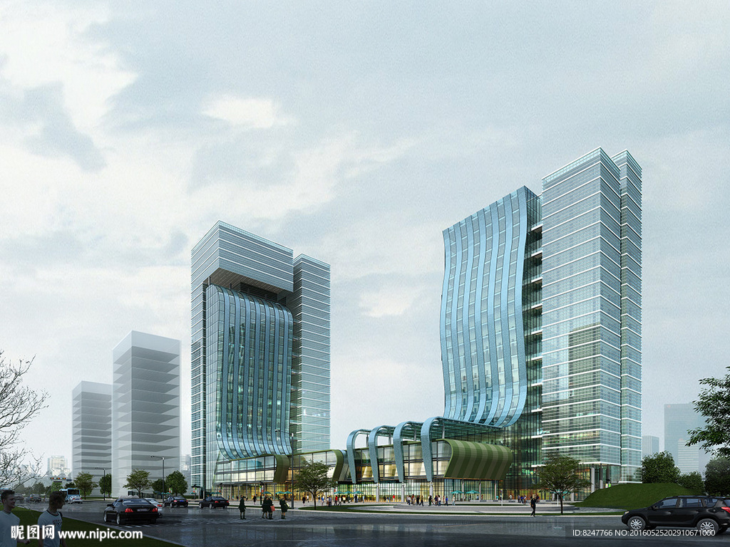 波浪建筑商务建筑效果图